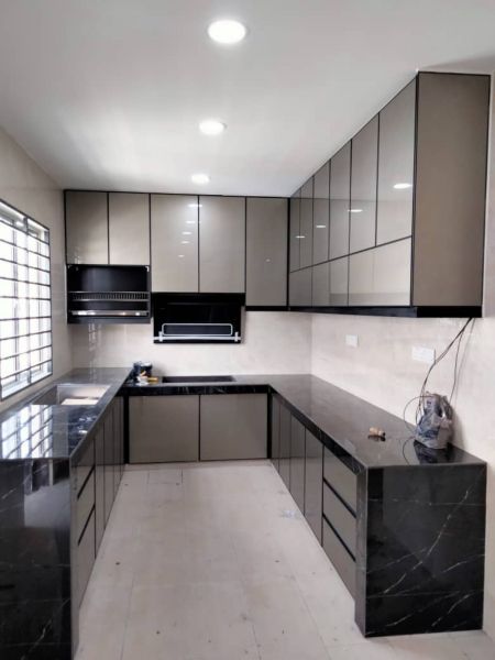 Modern aluminum kitchen cabinetry